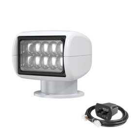 LED Zoeklicht met Bekabelde Afstandsbediening - 800 m straal - Warm 3000K - 10-30V - witte behuizing - IP65