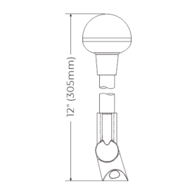 LED Rondomschijnend Paallicht – 02 Series – Verstelbare montage – 12VDC – IP65 – Daglichtwit 4000–4500K – Hoogte 305 mm
