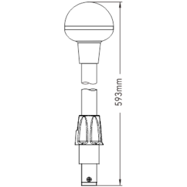 LED Rondomschijnend Paallicht incl. voet – 02 Series – Plug-in montage – 12VDC – IP65 – Daglichtwit 4000–4500K – Hoogte 593 mm