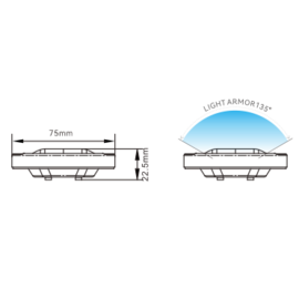 LED Ronde Heklicht - 01 series - 12VDC - IP66 - zicht 2NM - koel wit - S.S.304 - Ø 22,5 x 75 mm
