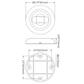 LED Ronde Heklicht - 02 series - 12VDC - IP66 - zicht 3NM - Warm wit - S.S.316 - 15 x  Ø 81 mm