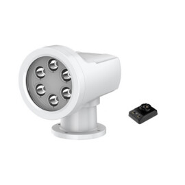 LED Zoeklicht rond - wit 5000K - 600 m straal - bekabelde opbouw afstandsbediening - aluminium behuizing - 12/24V - IP65