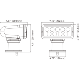 LED Zoeklicht rechthoekig – Wit 5000K – 1000 m straal – Draadloze afstandsbediening – Aluminium behuizing – 12/24V – IP65