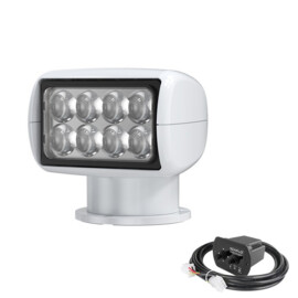 LED Zoeklicht met Bekabelde Afstandsbediening  - 600 m straal - Warm 3000K - 10-30V - witte behuizing - IP65