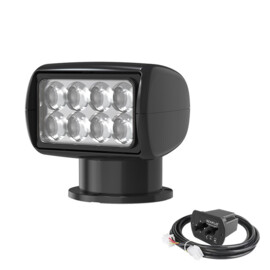 LED Zoeklicht met Bekabelde Afstandsbediening - 600 m straal - Wit 5500K - 10-30V - zwarte behuizing - IP65