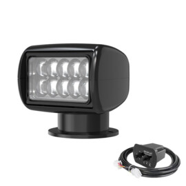 LED Zoeklicht met Bekabelde Afstandsbediening - 800 m straal - Wit 5500K - 10-30V - zwarte behuizing - IP65