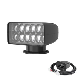 LED Zoeklicht met Bekabelde Afstandsbediening - 1200 m straal - Warm 3000K - 10-30V - zwarte behuizing - IP65
