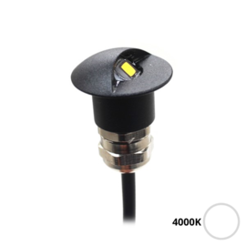 Apache PROLED - half covered Step LED Light - 12VDC - Black Aluminium - Warm White 4000K - Diameter 16 mm  - IP67