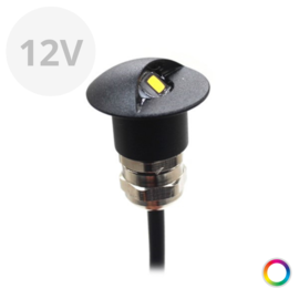 Apache PROLED - half covered Step LED Light - 12VDC - Black Aluminium - Super RGB - Diameter 16 mm  - IP67