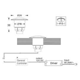 Apache PROLED - half covered Step LED Light - 12VDC - Black Aluminium - Super RGB - Diameter 16 mm  - IP67