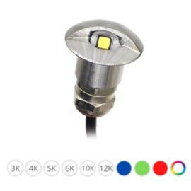 Apache PROLED - half covered Step LED Light - 12VDC - Stainless steel - Diameter 16 mm  - IP67