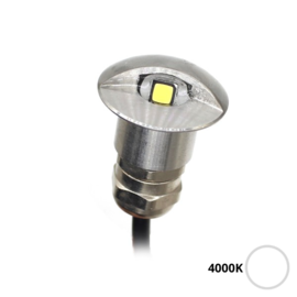 Apache PROLED - halb abgedeckte Step LED-Leuchte - 12VDC - Rostfreier Stahl - Warmweiß 4000K - Durchmesser 16 mm - IP67