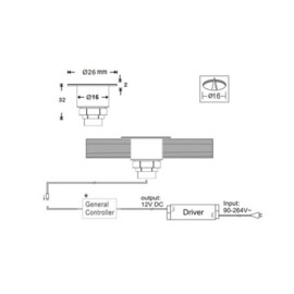 Apache PROLED - Flat Surface Step LED-Leuchte - 12VDC - Schwarzes Aluminium - Durchmesser 16 mm - IP67