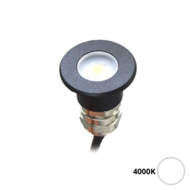 Apache PROLED - Flat Surface Step LED Light - 12VDC - Black Aluminium - Warm White 4000K - Diameter 16 mm  - IP67