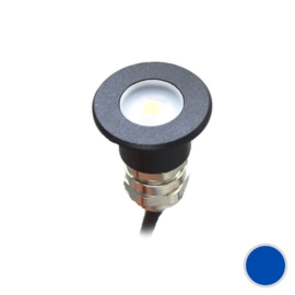 Apache PROLED - Flat Surface Step LED Light - 12VDC - Black Aluminium - Midnight Blue - Diameter 16 mm  - IP67