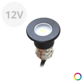 Apache PROLED - Flat Surface Step LED Light - 12VDC - Black Aluminium - Super RGB - Diameter 16 mm  - IP67