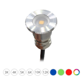 Apache PROLED - Flat Surface Step LED-Leuchte - 12VDC - Nicht polierter Edelstahl - Durchmesser 16 mm - IP67