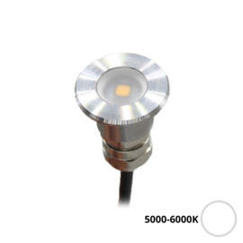 Apache PROLED - Flat Surface Step LED-Leuchte - 12VDC - Nicht polierter Edelstahl - Weiß 5000-6000K - Ø 16 mm - IP67