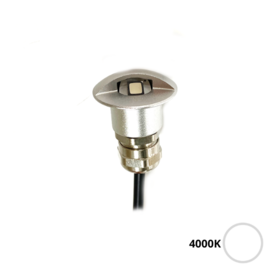 Apache PROLED - half covered Step LED Light - 12VDC - Silver Aluminium - Warm White 4000K - Diameter 16 mm  - IP67