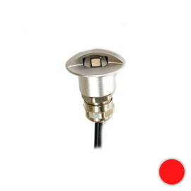 Apache PROLED - halb abgedeckte Step LED Light 12V - Silver Aluminium - Granade Red - Durchmesser 16 mm - IP67