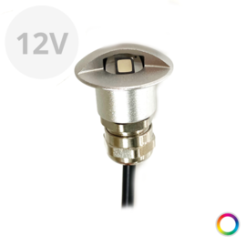 Apache PROLED - half covered Step LED Light - 12VDC - Silver Aluminium - Super RGB - Diameter 16 mm  - IP67