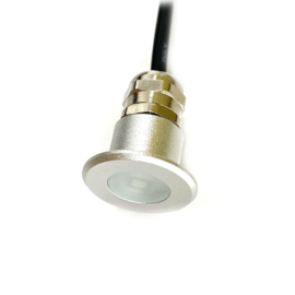 Apache PROLED - Flat Surface Step LED Spot - 12VDC - Silver Aluminium - Diameter 16 mm  - IP67