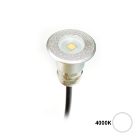 Apache PROLED - Flat Surface Step LED Light - 12VDC - Silver Aluminium - Warm White 4000K - Diameter 16 mm  - IP67