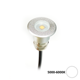 Apache PROLED - Flat Surface Step LED Light - 12VDC - Silver Aluminium - White 5000-6000K - Ø 16 mm  - IP67