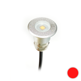 Apache PROLED - Flat Surface Step LED Light - 12VDC - Silver Aluminium - Granade Red - Ø 16 mm  - IP67