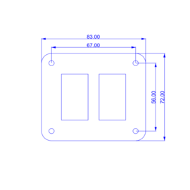 RVS 316L Schakelpaneel, 2 voudig, 12-24V, Blauwe LED, IP65