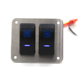 Stainless steel 316L switch panel, 2-way, 12-24V, Blue LED, IP65