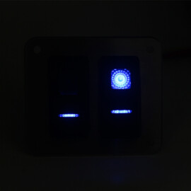 Stainless steel 316L switch panel, 2-way, 12-24V, Blue LED, IP65