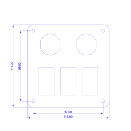 Stainless Steel 316L Switch Panel, 3 Way, Cigarette Lighter, Double USB Connection with Voltmeter, 12-24V, Blue LED, IP65